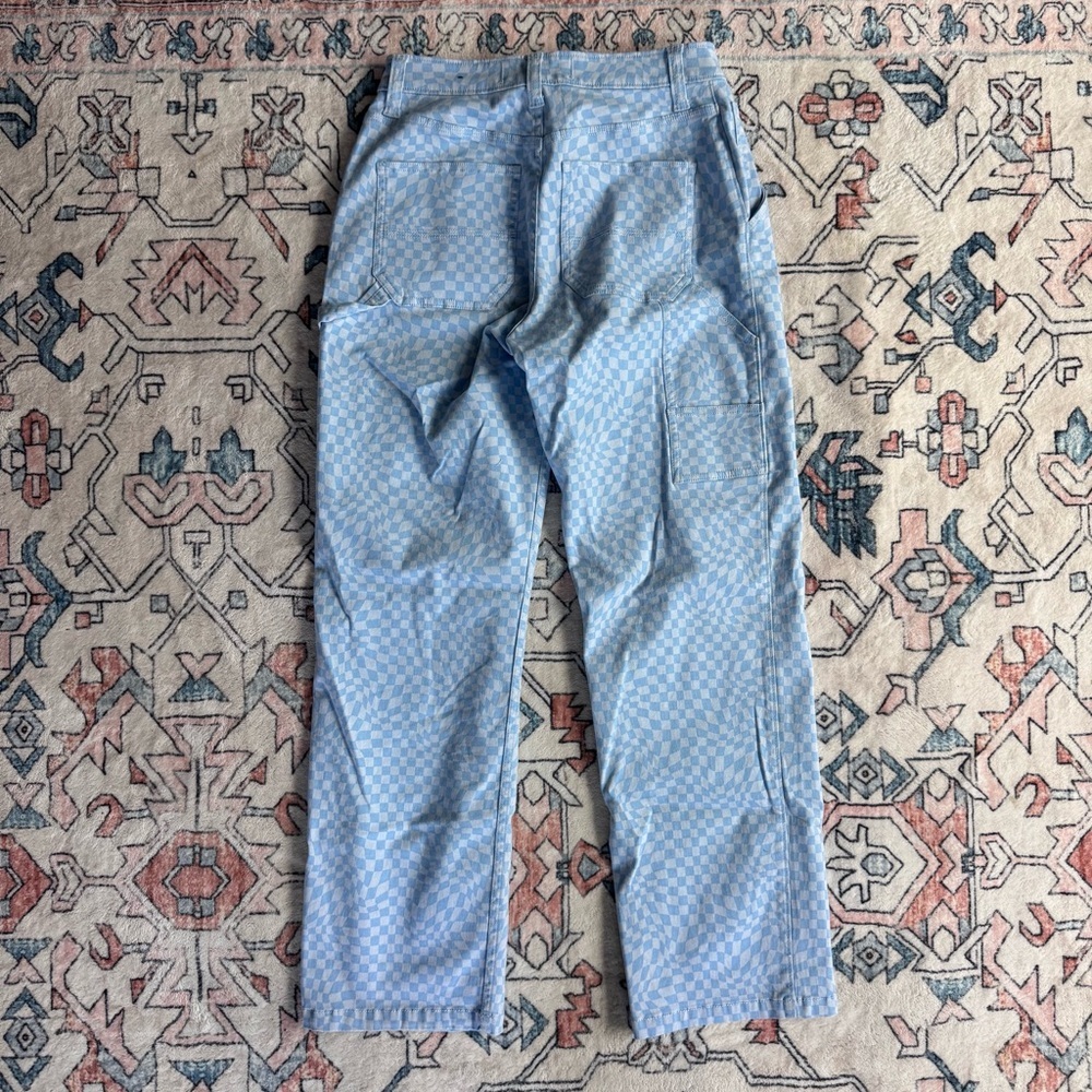 Hollister Light Blue Checkerboard High-Rise Utility Dad Pants - size 27 - Picture 4 of 5